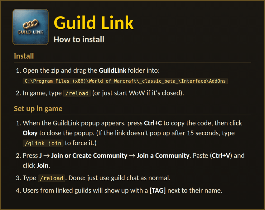 Guild Link Install