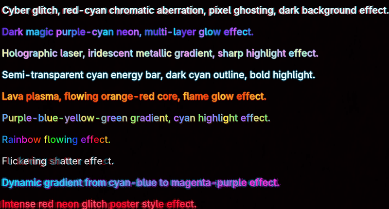 Show the rendering effects of these 10 writing systems