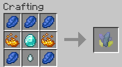 3 lapis on the top, 2 lapis on the bottom 2 corners, a diamond in the middle, 2 blaze powder on the sides, and a ghast tear on the bottom