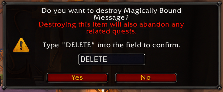 AutoDeleteText Example: Quests