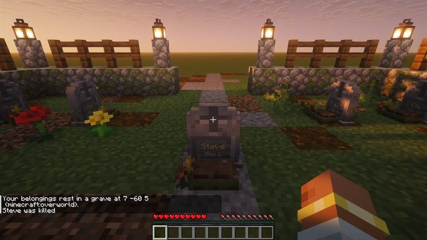 The chat tells you where your grave is