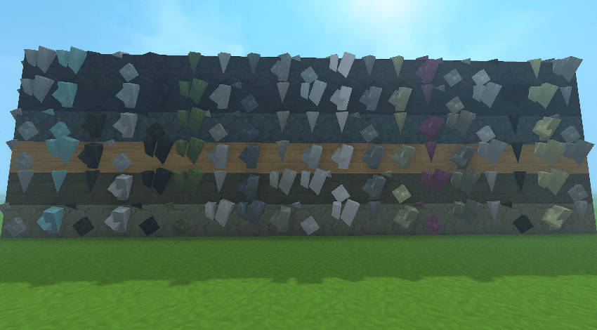 A wall of included ores