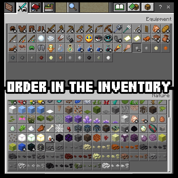 Showing the creative inventory