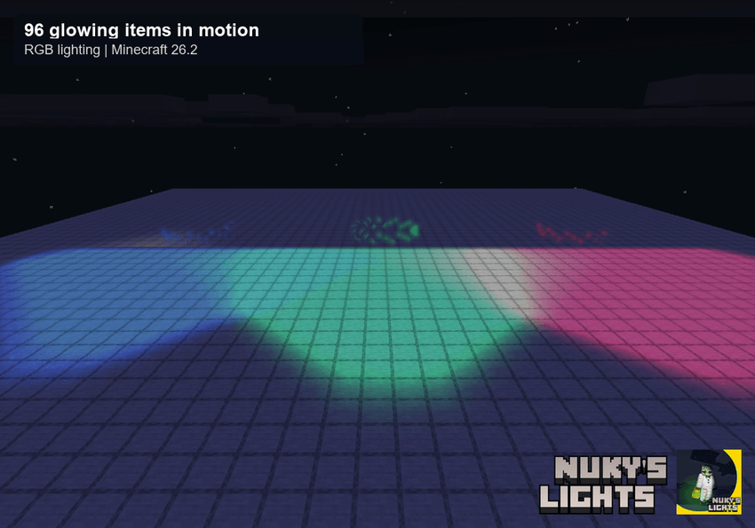 Red, green and blue illumination from dropped luminous items