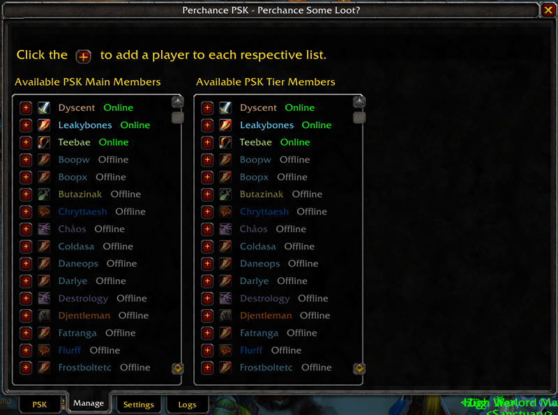 Manage Tab