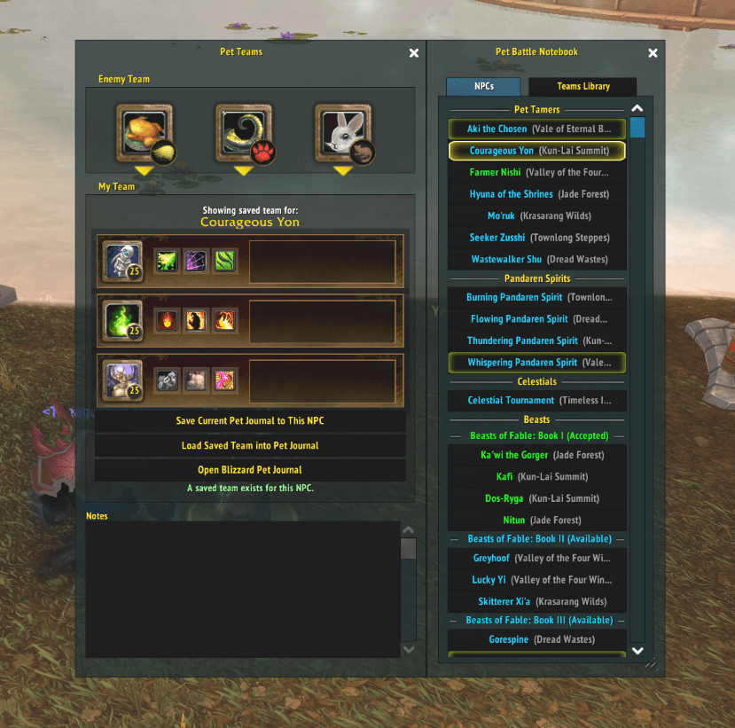 Pet Battle Notebook NPC List