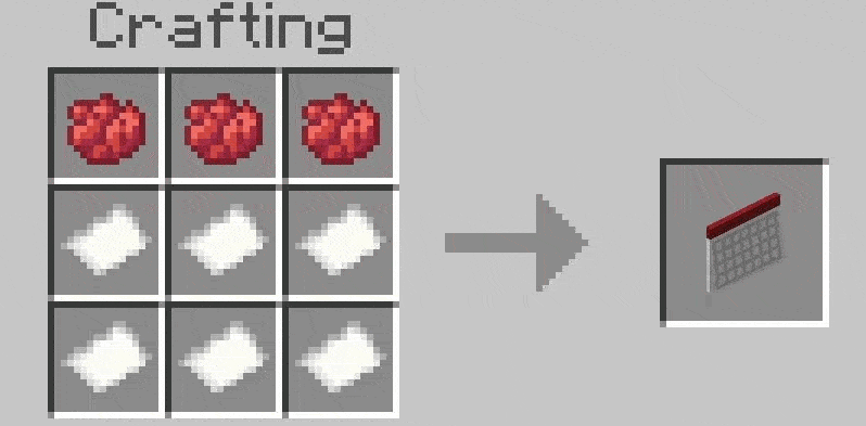 Crafting recipes for each color variant, 3 dye on top and 6 paper on bottom