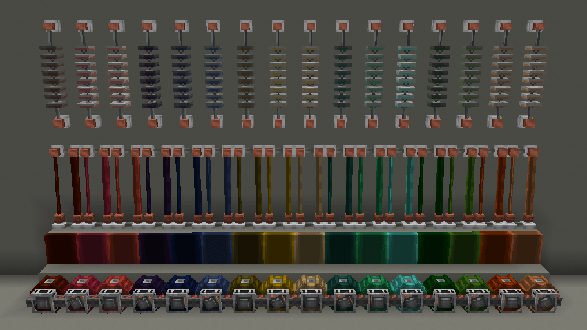 Electric Motors, Electrical Panels, Insulated Wires and Glass insulators in Dye Depot colors