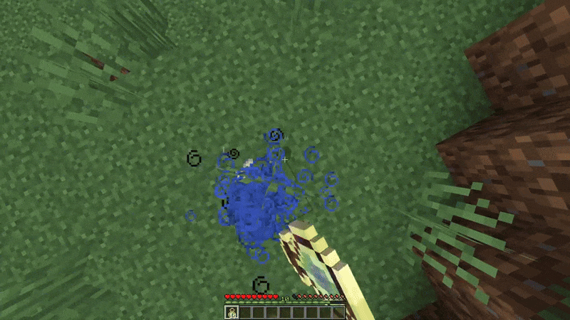 gif of a player using experience bottles showing what would happen if the mod is installed client side