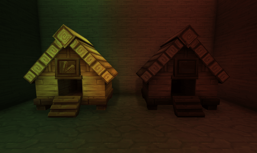 A Chicken Coop vs. a Spark Coop - the latter is darker, resembling Blackwood textures. 