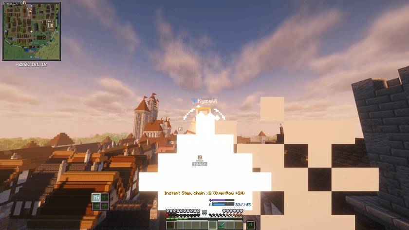 Casting a rune ability above the rooftops of Zenith