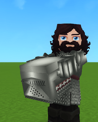 A noble knight carrying his helmet