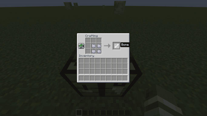 Crafting recipe: 4 Bone Meal to 1 Bone in Minecraft Trahfix mod