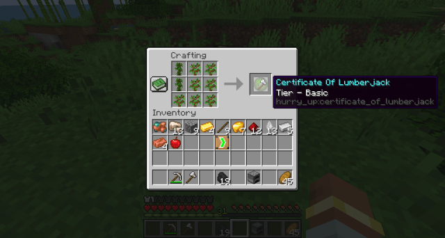 Recipe for Certificate of Lumberjack