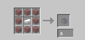 Colored Variants: 8 Tinted Glass surrounding 1 Iron Ingot