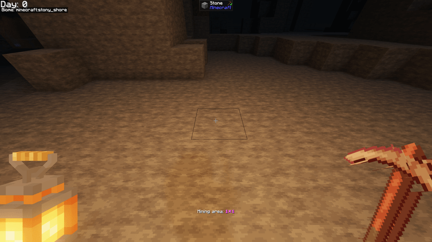 1x1: no custom outline, just vanilla's own block-targeting box