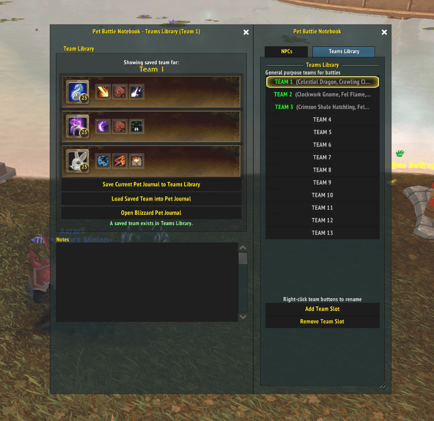 Pet Battle Notebook Teams List