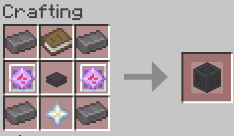 Ender Archive Recipe (uses netherite ingots, nether star, end crystals, a book, and a research vessel).