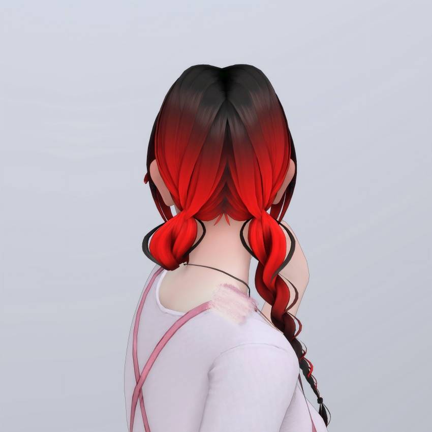 KKM] hair H6 double Dutch braids - The Sims 4 Create a Sim