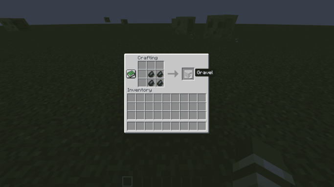 Crafting recipe: 4 Flint to 2 Gravel in Minecraft Trahfix mod
