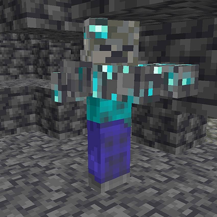 Diamond Zombie Health: 60 Damage: 6 Ability: Mining Fatigue 10s Spawn: Deep Layers