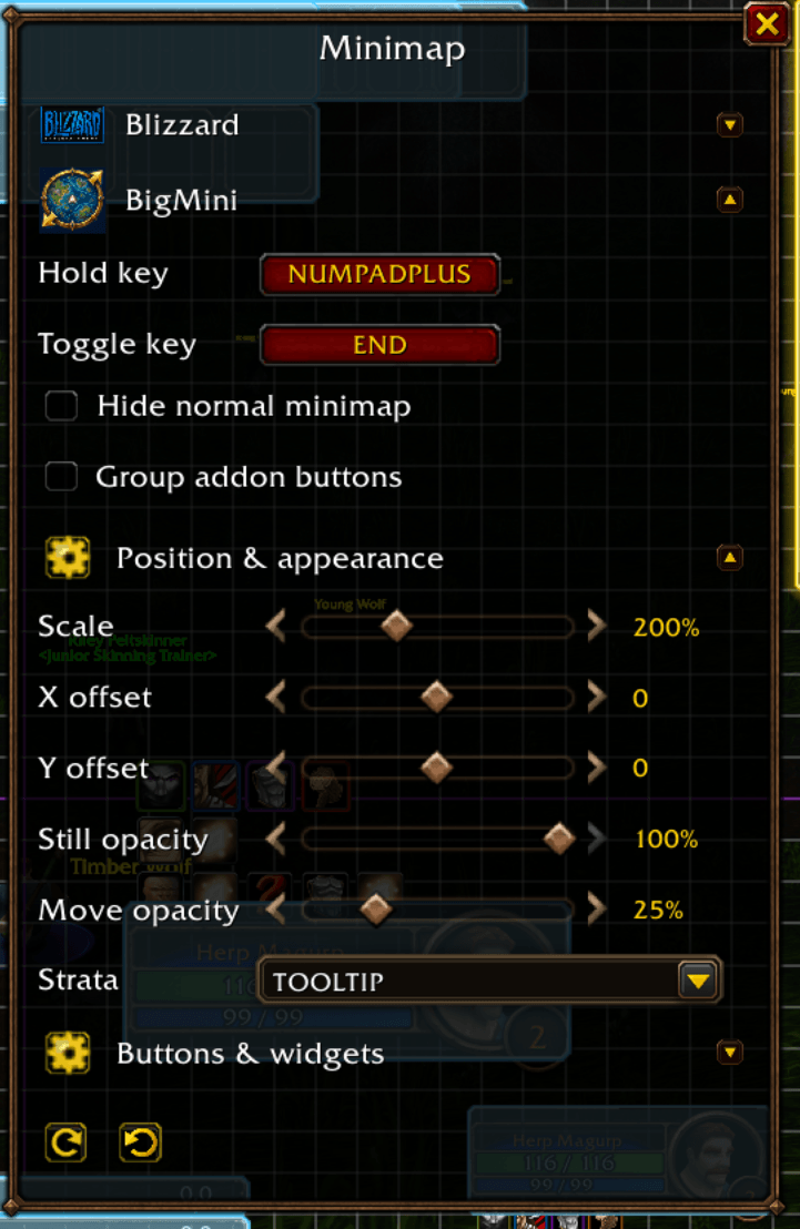 Adjust the map’s size, position and transparency.