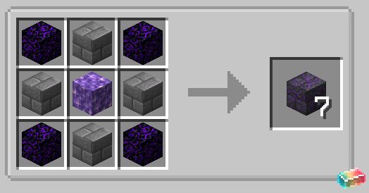 Crafting recipe for crystallized bricks.