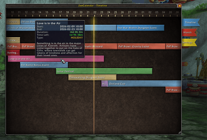 Zee calendar timeline view