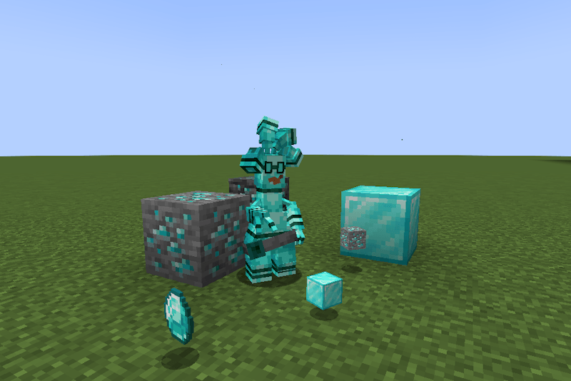 A really cool gholdengo but colored like the minecraft diamond
