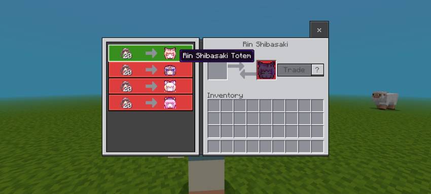Image of the trading menu from Rin Shibasaki