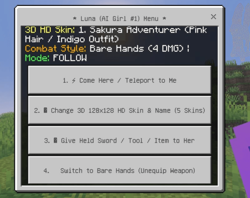 AI Girl Multiplayer — Minecraft Bedrock addon, screenshot 3