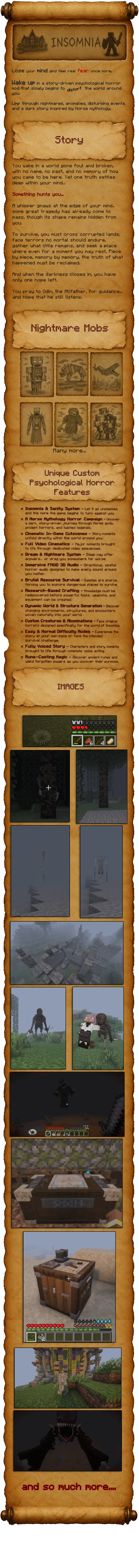 Minecraft Insomnia Horror Mod Description