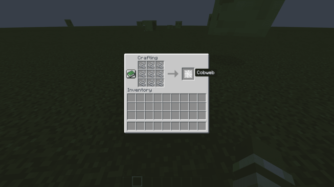 Crafting recipe: 9 String to 1 Cobweb in Minecraft Trahfix mod