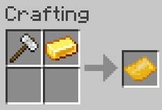 The crafting recipe for gold plates.