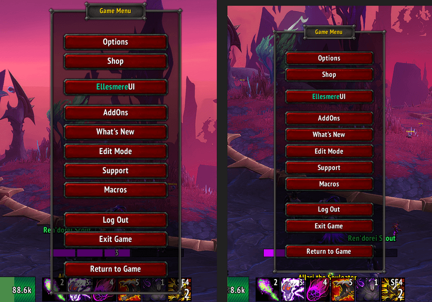 Game menu size change