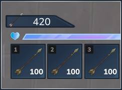 Una captura de pantalla del hud de flechas