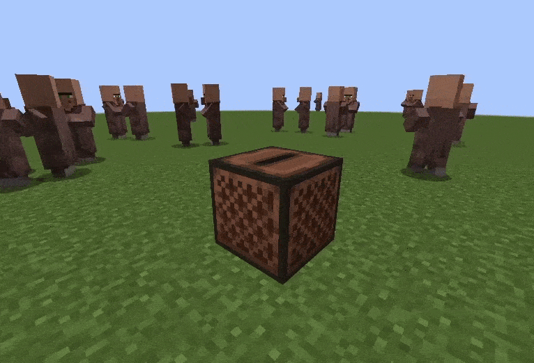 Animated demonstration of dancing villagers