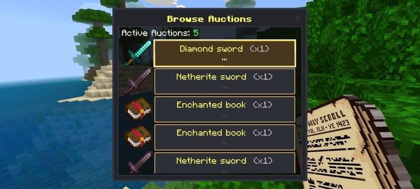 Main Auction Menu