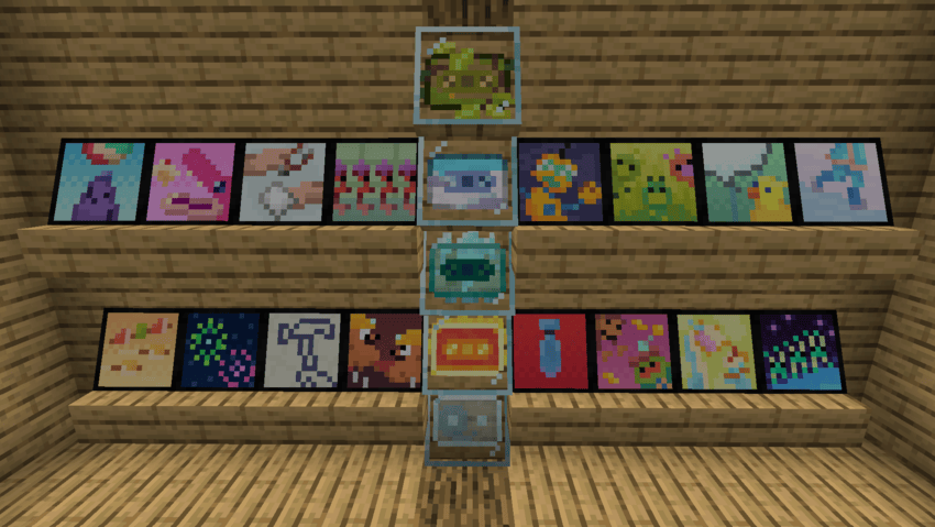 An array of minigames and mixtapes are displayed along a wall.