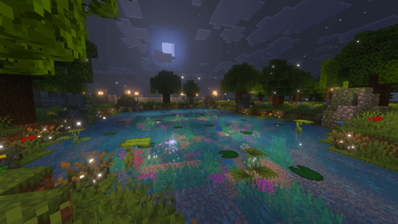 Lumine Pond, seen at night