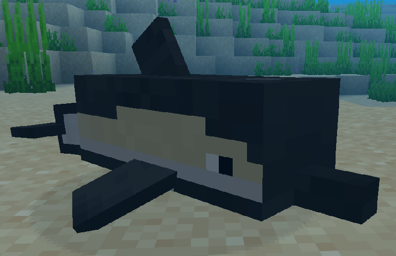 A Minecraft dolphin retextured to be black and tan