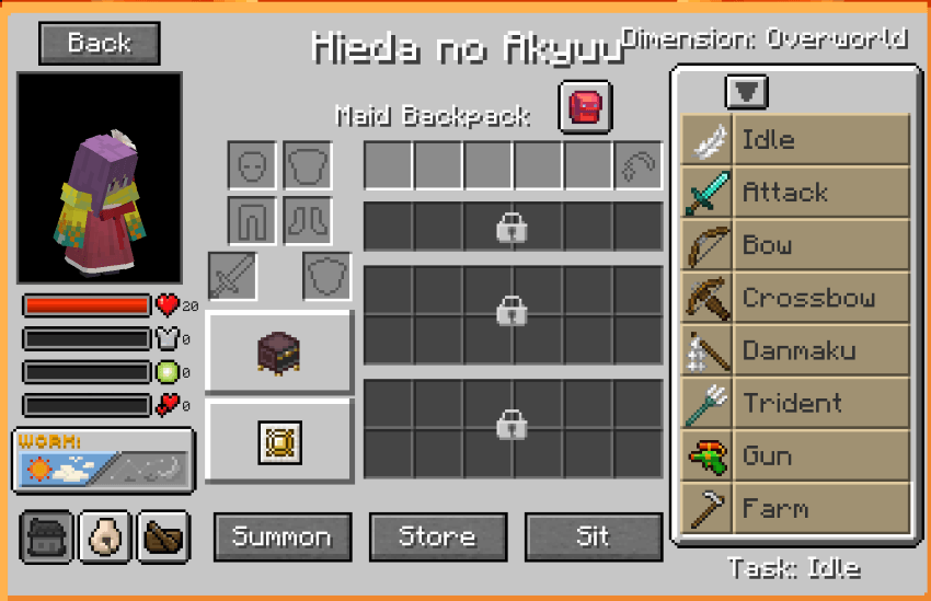 you can organize your maid's backpack and set tasks on the tablet