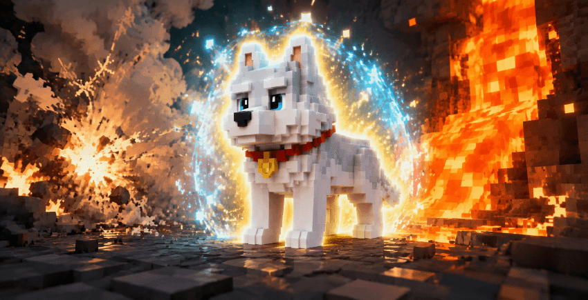cão super protegido