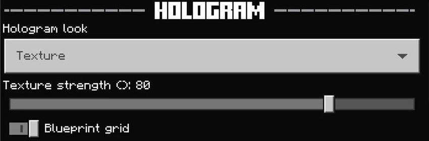 Hologram settings