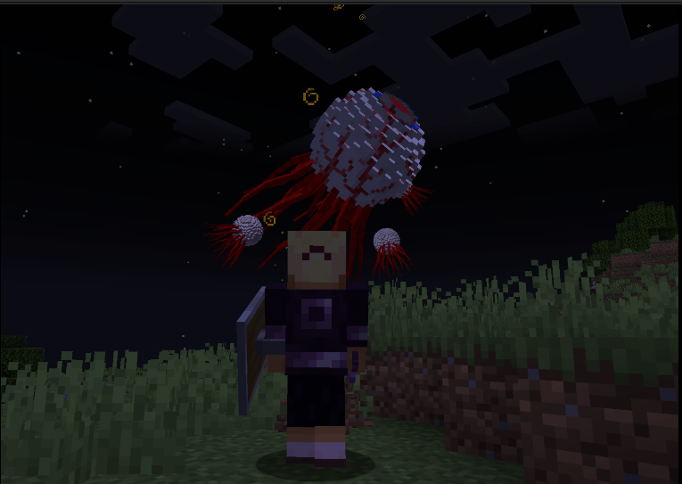 The Eye of Cthulhu, a Terraria‑inspired boss, confronts the player at night.