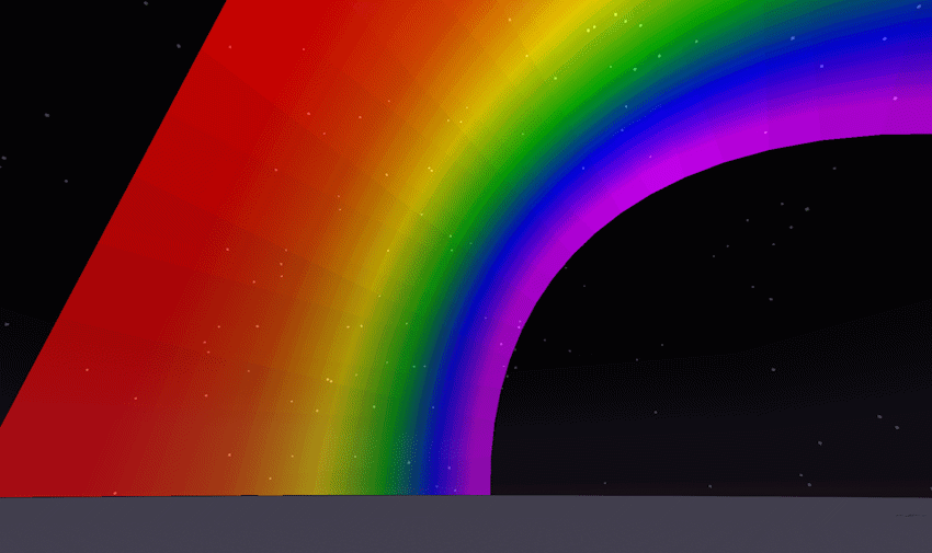 Screenshot of the rainbow at night
