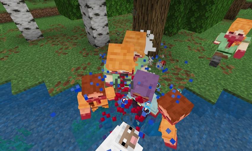 Furious Infected are attacking a sheep.