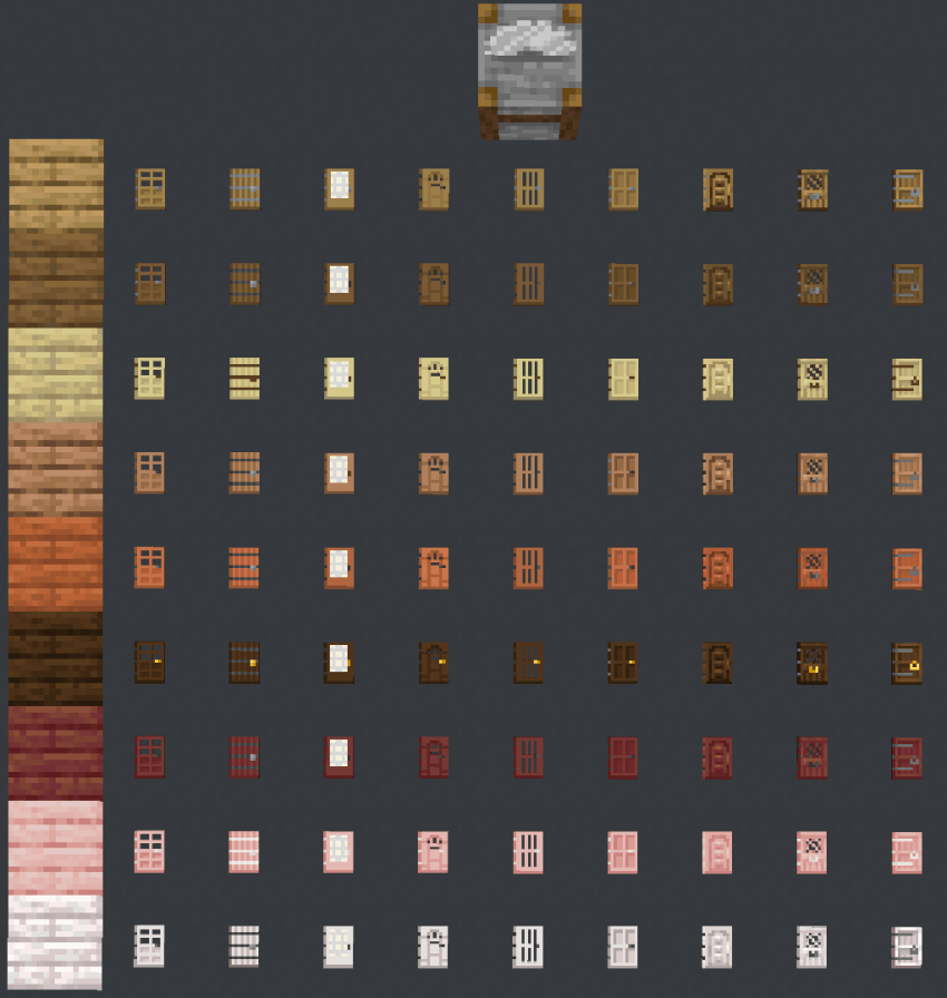 A spread of wooden doors available with the mod