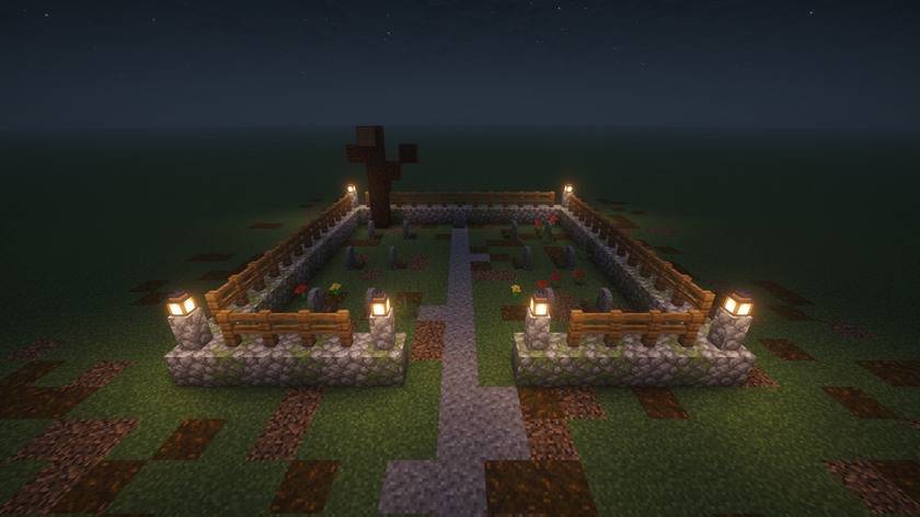 Graveyard at night