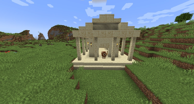 Naturally generated greek temple structure with a nemean lion